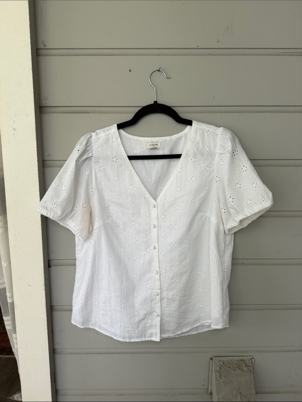 J. Crew Dainty White V Neck Top